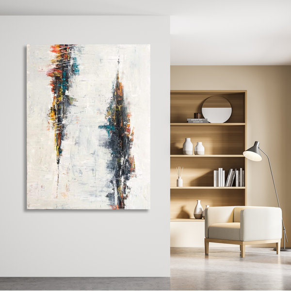 17 Stories Distortion On Canvas Hand Embellished Art Wrapped Canvas